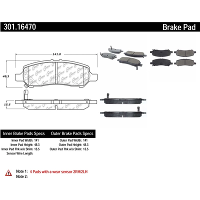 Plaquettes de frein arrière en céramique qualité supérieur by CENTRIC PARTS - 301.16470 pa1