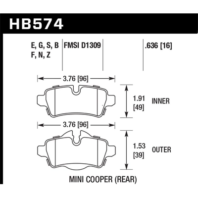 Rear Premium Pads by HAWK PERFORMANCE - HB574G.636 pa2