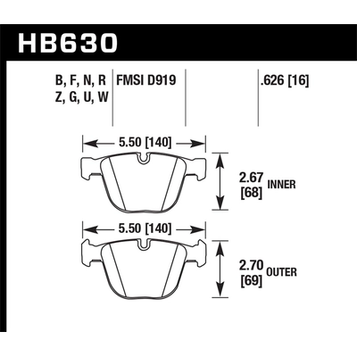 HAWK PERFORMANCE - HB630G.626 - Rear Premium Pads pa2