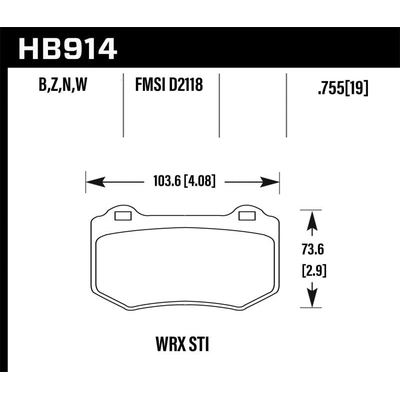 Rear Premium Pads by HAWK PERFORMANCE - HB914W.580 pa3