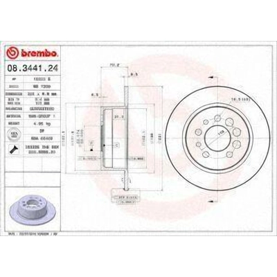 Rear Premium Rotor by BREMBO - 08.3441.24 (1 Qty) pa6