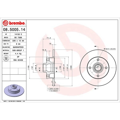 Rear Premium Rotor by BREMBO - 08.5005.14 pa1