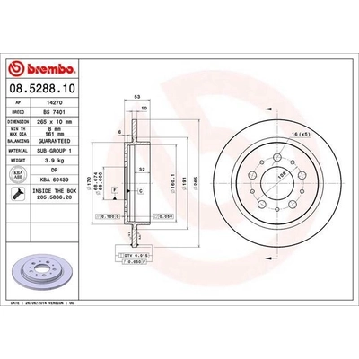 Rear Premium Rotor by BREMBO - 08.5288.10 (1 Qty) pa4