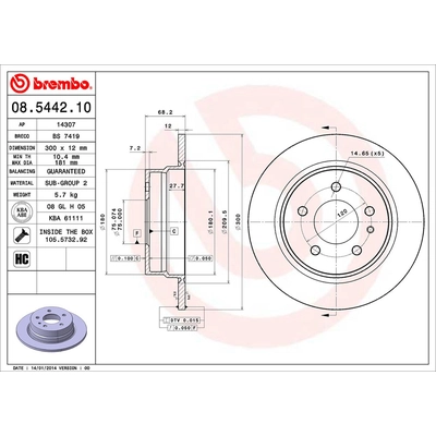 Rear Premium Rotor by BREMBO - 08.5442.10 (1 Qty) pa2