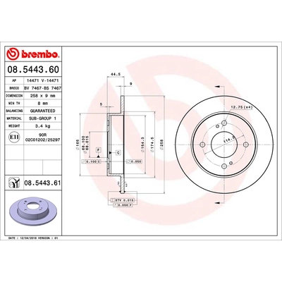 Rear Premium Rotor by BREMBO - 08.5443.61 (1 Qty) pa2