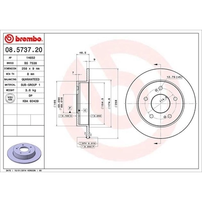 Rear Premium Rotor by BREMBO - 08.5737.20 (1 Qty) pa4