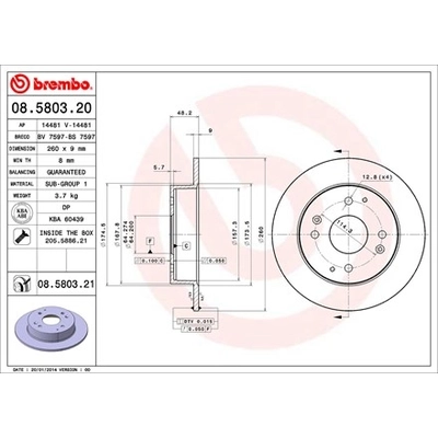 Rear Premium Rotor by BREMBO - 08.5803.21 (1 Qty) pa3