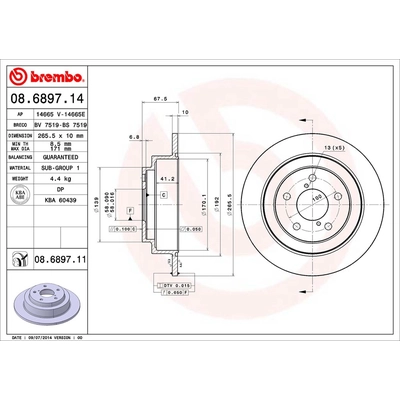 Rear Premium Rotor by BREMBO - 08.6897.11 (1 Qty) pa2