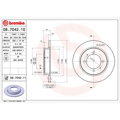 Rear Premium Rotor by BREMBO - 08.7042.11 (1 Qty) pa1