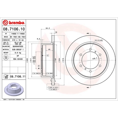 Rear Premium Rotor by BREMBO - 08.7106.11 (1 Qty) pa2