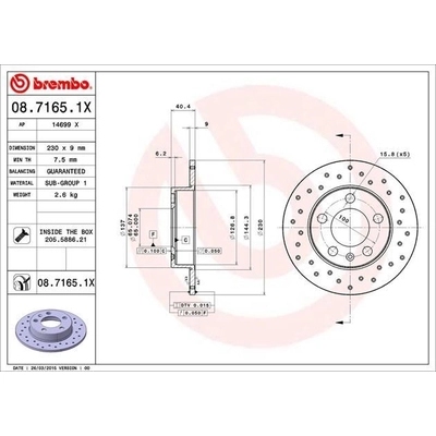 Rear Premium Rotor by BREMBO - 08.7165.1X (1 Qty) pa4