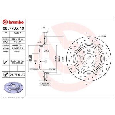 Rear Premium Rotor by BREMBO - 08.7765.1X (1 Qty) pa4