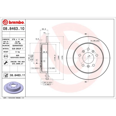 Rear Premium Rotor by BREMBO - 08.8463.11 (1 Qty) pa2