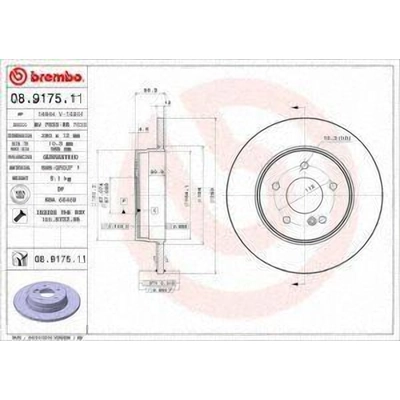 Rear Premium Rotor by BREMBO - 08.9175.11 (1 Qty) pa2