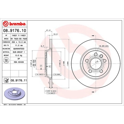 Rear Premium Rotor by BREMBO - 08.9176.11 (1 Qty) pa2