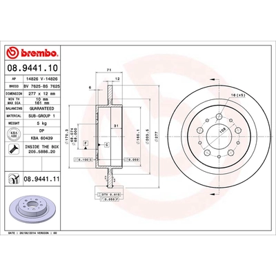 Rear Premium Rotor by BREMBO - 08.9441.11 (1 Qty) pa2