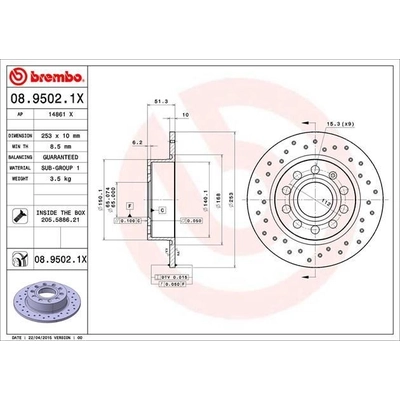 Rear Premium Rotor by BREMBO - 08.9502.1X (1 Qty) pa4