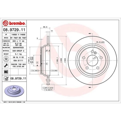 Rear Premium Rotor by BREMBO - 08.9729.11 (1 Qty) pa4