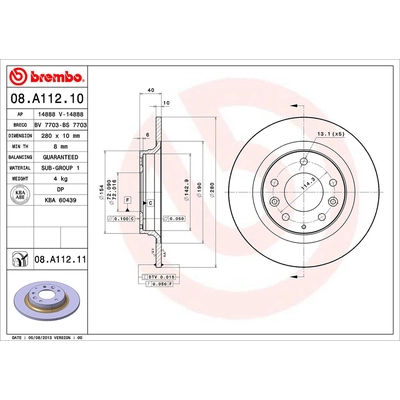 Rear Premium Rotor by BREMBO - 08.A112.11 (1 Qty) pa2