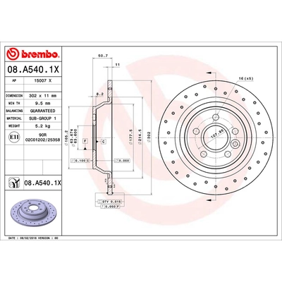 Rear Premium Rotor by BREMBO - 08.A540.1X (1 Qty) pa2