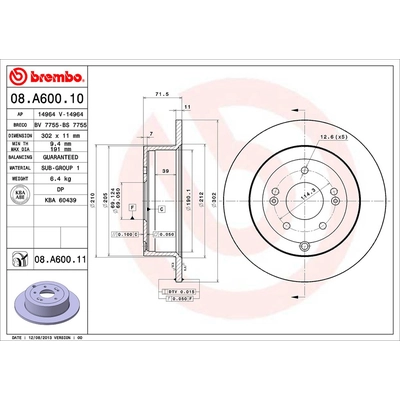 Disque de frein arrière de qualité supérieur de BREMBO - 08.A600.11 (1 Qté) pa2