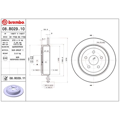 Rear Premium Rotor by BREMBO - 08.B029.11 (1 Qty) pa2