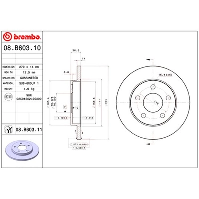 Rear Premium Rotor by BREMBO - 08.B603.11 (1 Qty) pa2