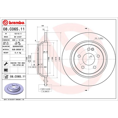 Rear Premium Rotor by BREMBO - 08.C065.11 (1 Qty) pa2