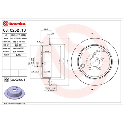 Rear Premium Rotor by BREMBO - 08.C252.11 (1 Qty) pa2