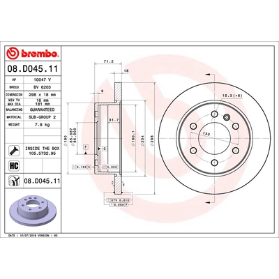 Rear Premium Rotor by BREMBO - 08.D045.11 (1 Qty) pa2