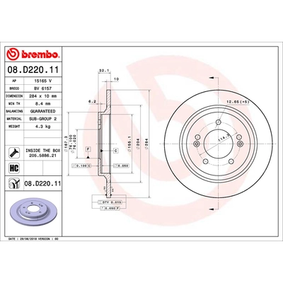 Rear Premium Rotor by BREMBO - 08.D220.11 (1 Qty) pa2