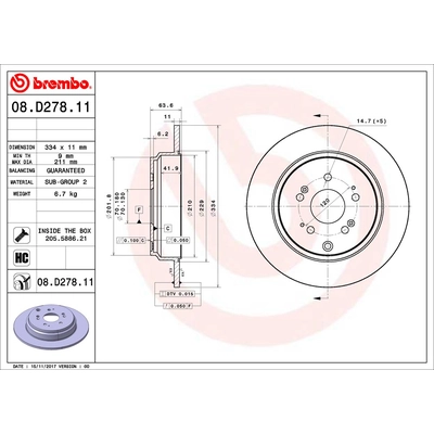 Rear Premium Rotor by BREMBO - 08.D278.11 (1 Qty) pa2