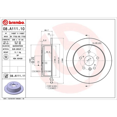 Rear Premium Rotor by BREMBO - 08.A111.11 (1 Qty) pa2