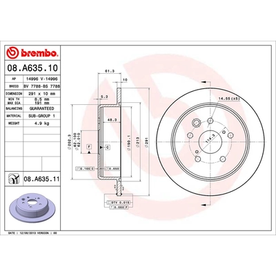 Rear Premium Rotor by BREMBO - 08.A635.11 (1 Qty) pa2