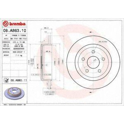 Rear Premium Rotor by BREMBO - 08.A863.11 (1 Qty) pa2