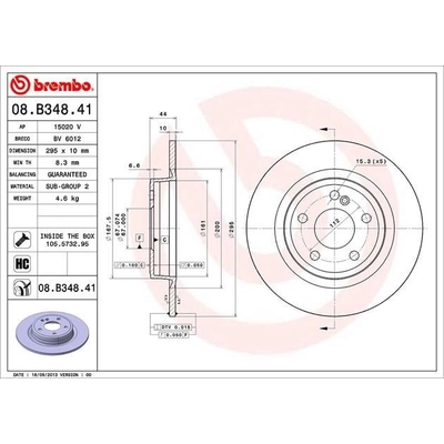 Rear Premium Rotor by BREMBO - 08.B348.41 (1 Qty) pa11