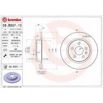 Rear Premium Rotor by BREMBO - 08.B357.11 (1 Qty) pa5