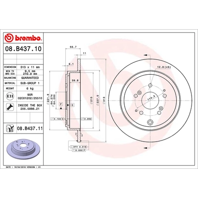 Rear Premium Rotor by BREMBO - 08.B437.11 (1 Qty) pa2