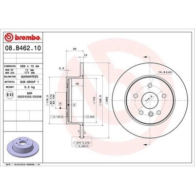 Rear Premium Rotor by BREMBO - 08.B462.10 (1 Qty) pa5