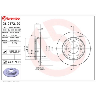 Rear Premium Rotor by BREMBO - 08.C172.21 (1 Qty) pa3