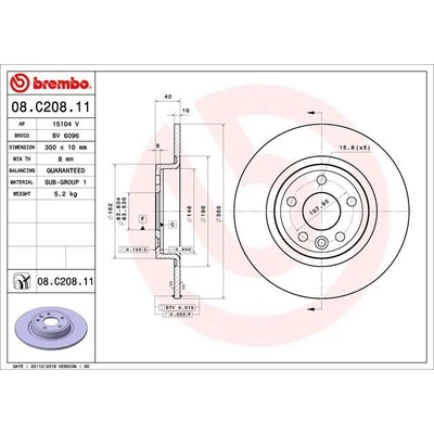 Rear Premium Rotor by BREMBO - 08.C208.11 (1 Qty) pa5