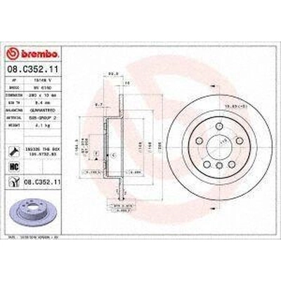 Rear Premium Rotor by BREMBO - 08.C352.11 pa2
