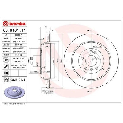 Rear Premium Rotor by BREMBO - 08.R101.11 (1 Qty) pa5