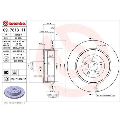 Rear Premium Rotor by BREMBO - 09.7813.11 (1 Qty) pa8