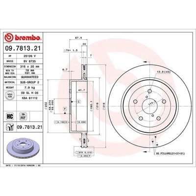 Rear Premium Rotor by BREMBO - 09.7813.21 (1 Qty) pa6