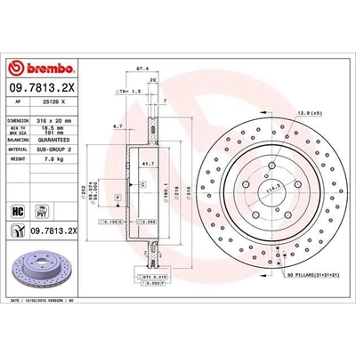 Rear Premium Rotor by BREMBO - 09.7813.2X (1 Qty) pa4