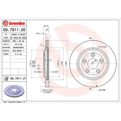 Rear Premium Rotor by BREMBO - 09.7911.21 (1 Qty) pa1