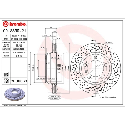 Rear Premium Rotor by BREMBO - 09.8890.21 (1 Qty) pa1