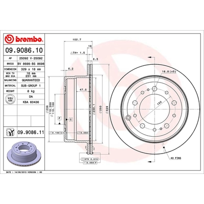 Rear Premium Rotor by BREMBO - 09.9086.11 (1 Qty) pa2