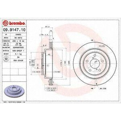Rear Premium Rotor by BREMBO - 09.9147.10 (1 Qty) pa3